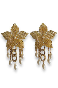 JEWELRY - Gold Floral Earrings • White|gold