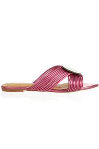 SHOES - Metallic Slide • Fuchsia