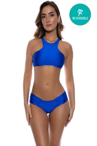 COSITA BUENA - Glam High Neck Top & Scrunch Ruched Back  Bottom • Electric Blue