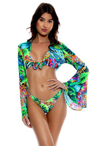 LULI'S SELVA - Bell Sleeve Crop Top & High Leg Brazilian Bottom • Multicolor