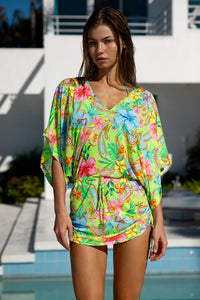 HIBISCUS DREAM - Cabana V Neck Dress • Multicolor