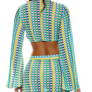 ISLAND BLUES - Bell Sleeve Crop Top