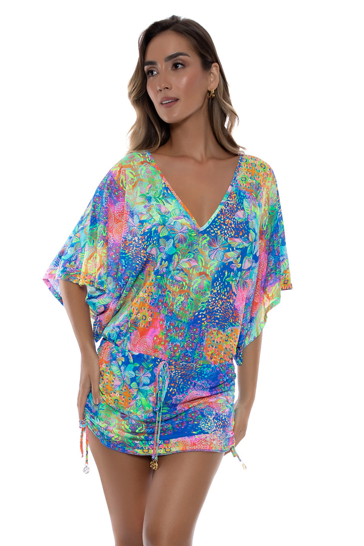 DECO GARDENS - Cabana V Neck Dress • Multicolor