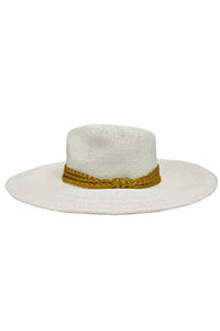 LULI HAT - Gold Trim Fedora  • White|gold