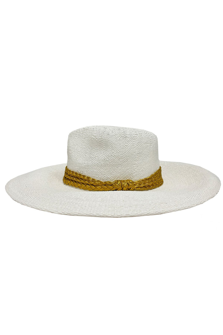 LULI HAT - Gold Trim Fedora  • White|gold