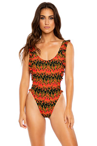 FLAME OF LOVE - Tank Open Sides Thong One Piece Bodysuit • Black