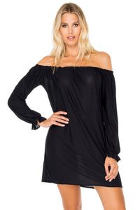 COSITA BUENA - Cuff Bell Sleeve Dress • Black