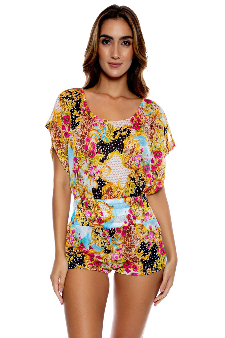 SUPER SEXY 60S - Sexy Pucker Band Romper • Multicolor