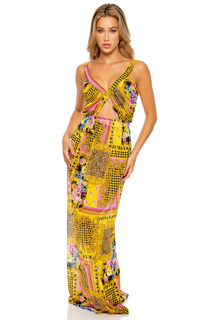 BACK  IN TIME - Timeless Cut Out Long Dress • Multicolor