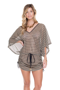 DESERT BABE - Cabana V Neck Dress • Black