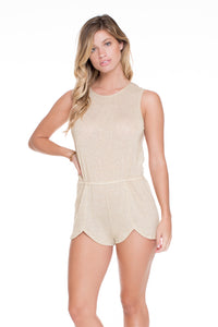 GOLDEN SUGAR - Scalloped Romper • Gold Rush