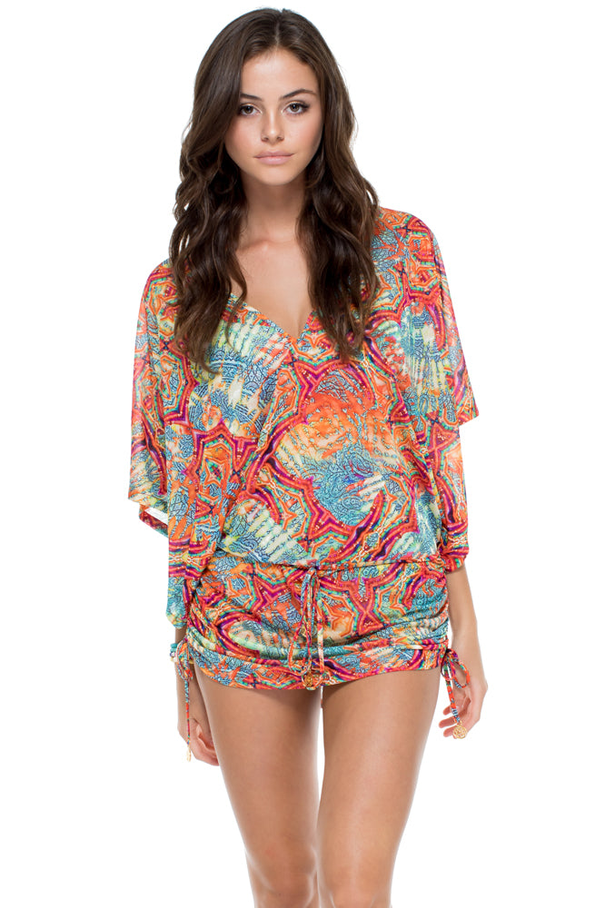 LA BELLA DE CUBA - Cabana V Neck Dress • Multicolor