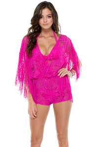 EL CARNAVAL - Open Back Butterfly Romper • Fuchsia