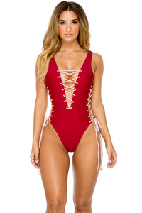 LA CORREDERA - Open Side One Piece Bodysuit • Vino