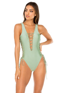 MAMBO - Open Side One Piece Bodysuit • Spanish Moss