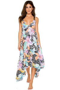 BUENA VISTA - V Neck Long Dress • Multicolor