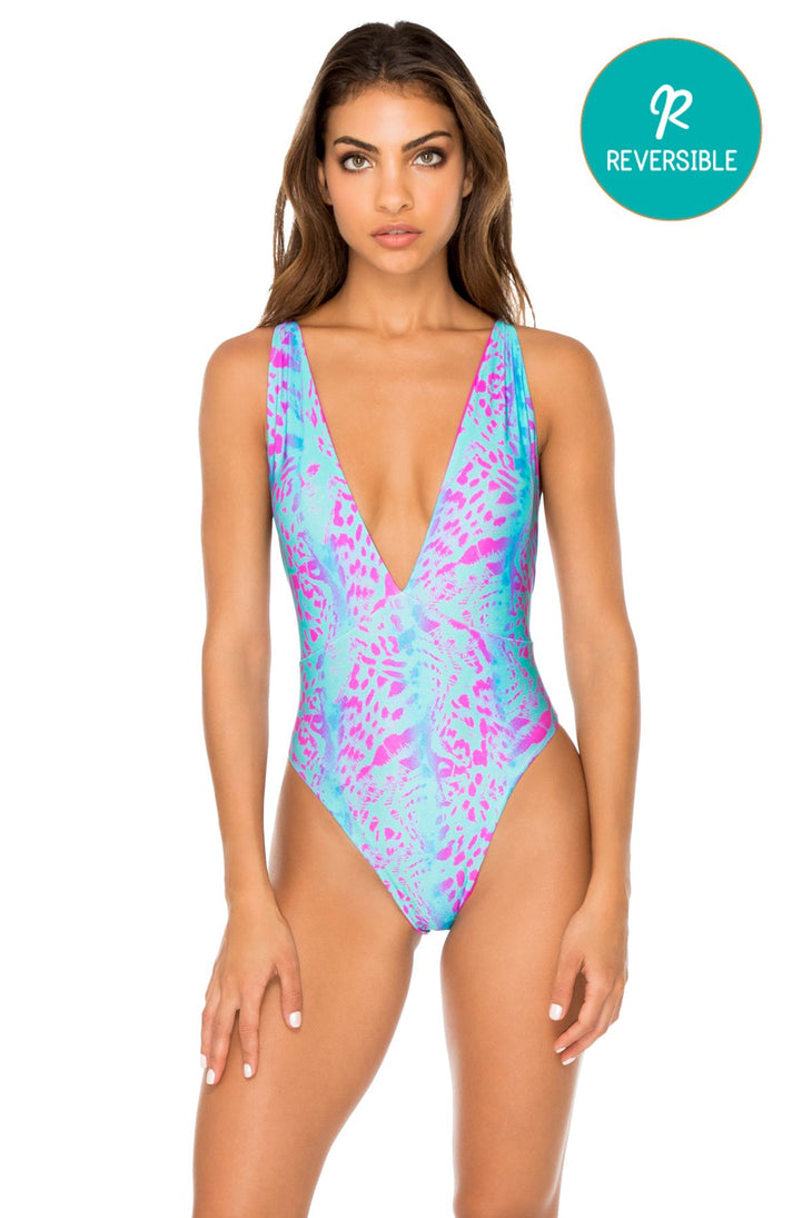 MAR Y SAL - Deep V Crossed Back One Piece • Multicolor