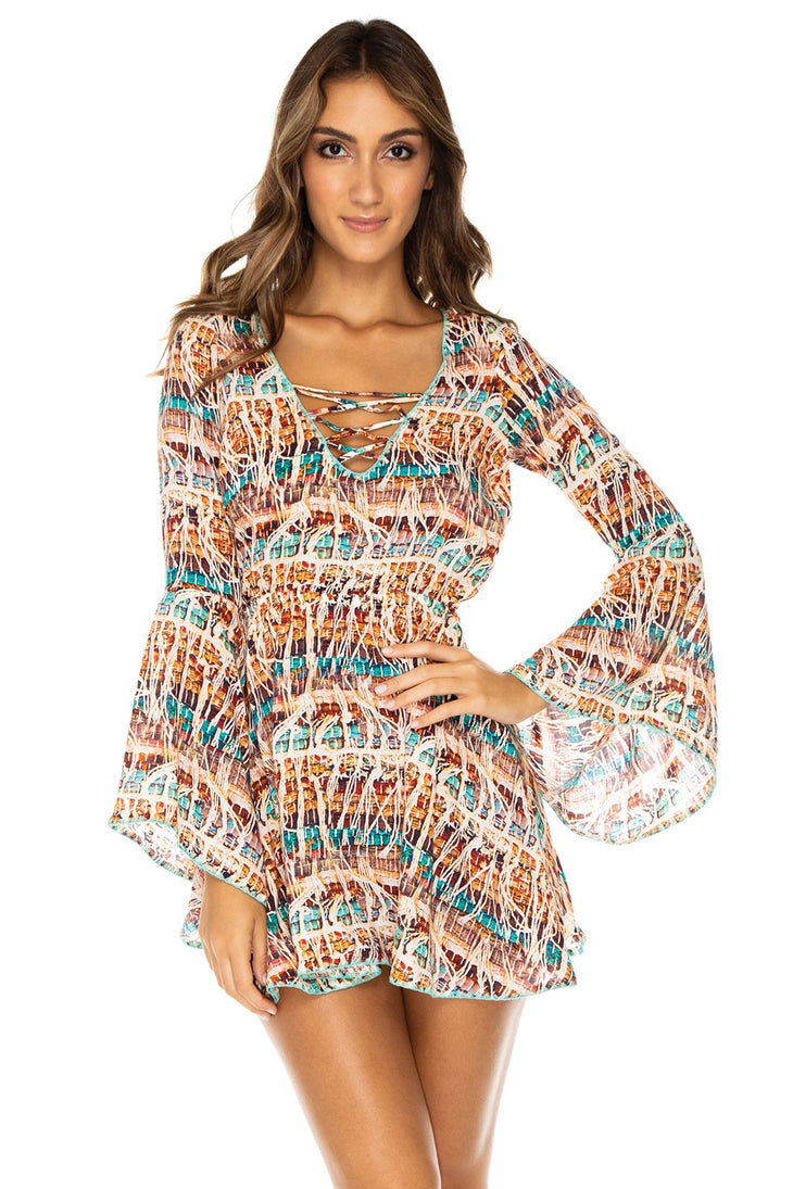 ALMERIA - Bell Sleeve Dress • Multicolor