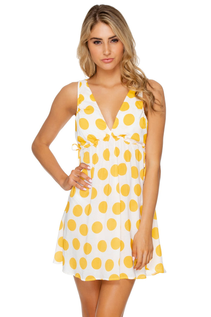 ITSY BITSY - V Neck Short Dress • Yellow