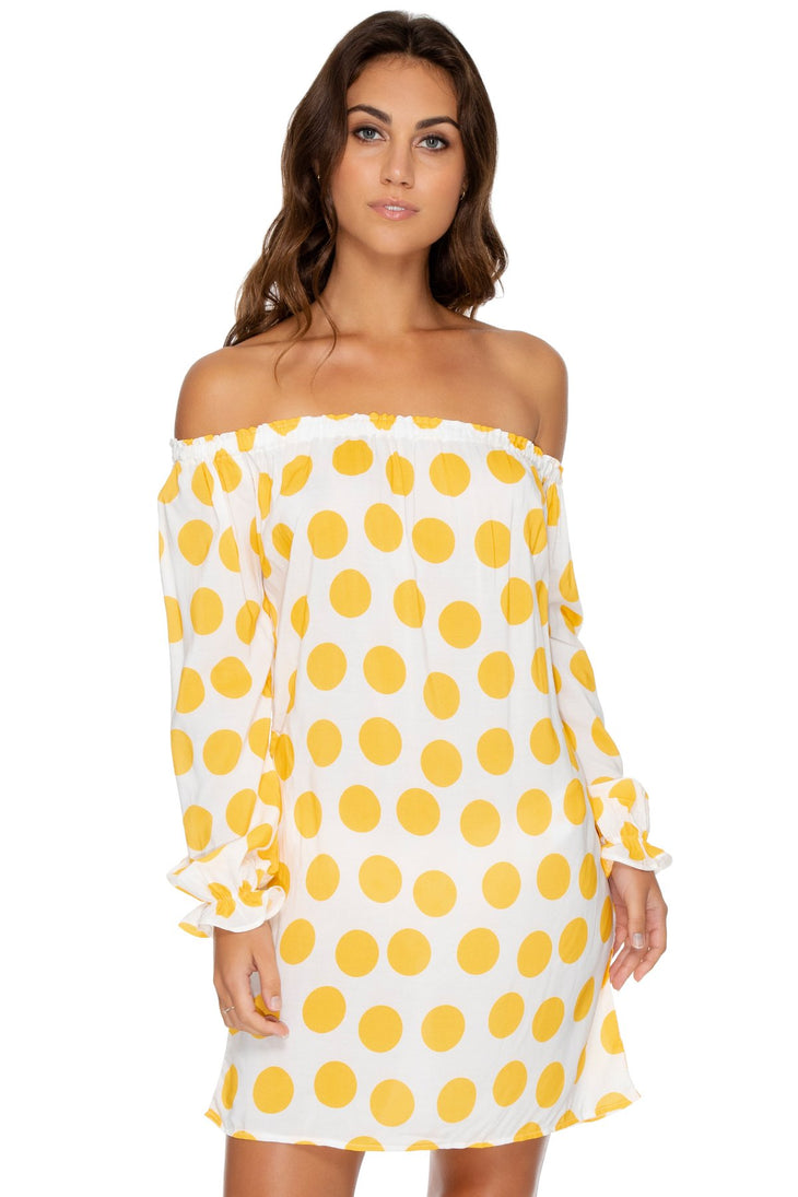 ITSY BITSY - Cuff Bell Sleeve Dress • Yellow