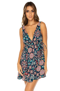 CORDOBA - V Neck Short Dress • Multicolor