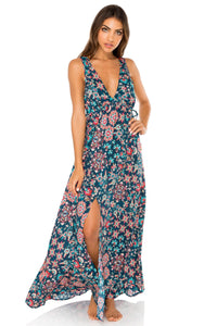 CORDOBA - V Neck Long Dress • Multicolor