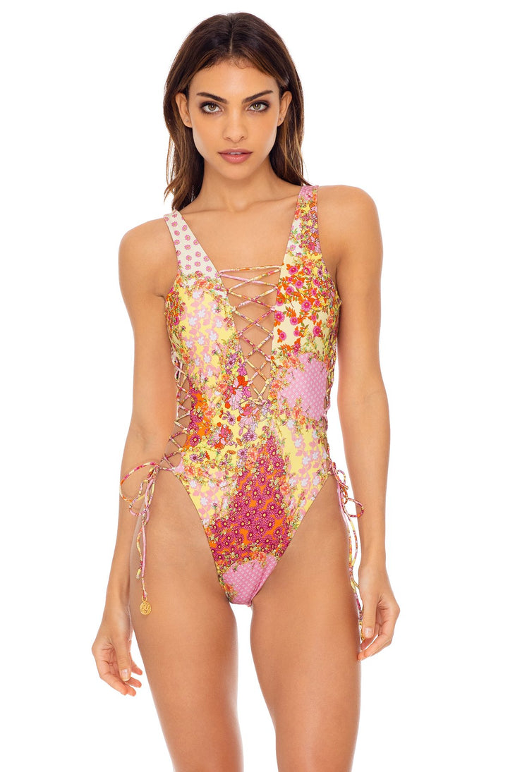 GYPSY DREAM - Open Side One Piece Bodysuit • Buttercream