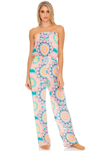 CARIBBEAN KISSES - Strapless Ruffle Jumpsuit • Multicolor