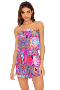 PINK LAGOON - Strapless Ruffle Romper • Multicolor