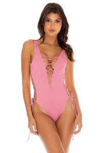 RIVER DANCE - Open Side One Piece Bodysuit • Blush