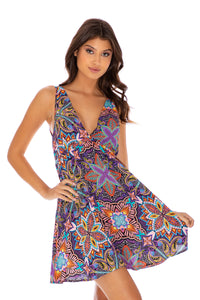 TIKI BABE - V Neck Short Dress • Multicolor