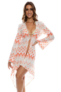 SKY WAVES - V Neck Open Tunic • Multicolor