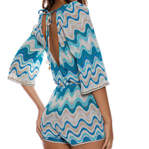 SKY WAVES - V Neck Romper