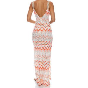 SKY WAVES - V Neck Long Dress