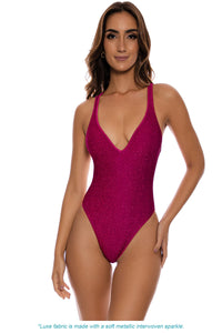 STARDUST   Stitch V neck One Piece Bodysuit • Magenta