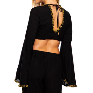 NIGHT DREAMER - Bell Sleeve Crop Top