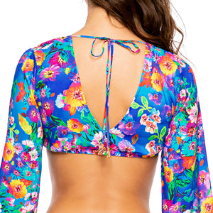 WATER BLOSSOMS - Tie Front Crop Top