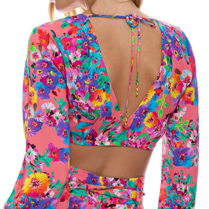 WATER BLOSSOMS - Tie Front Crop Top