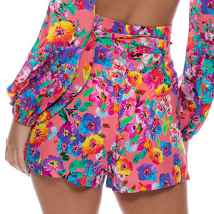 WATER BLOSSOMS - Tie Waist Bermuda Shorts