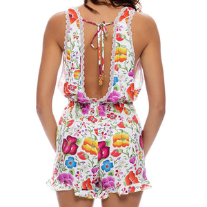 AMOR Y PLAYA - Deep V Short Romper