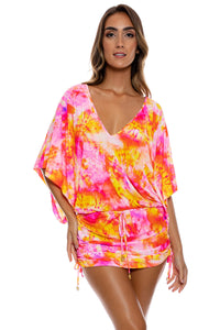 RETRO DREAM - Cabana V Neck Dress • Multi Pink