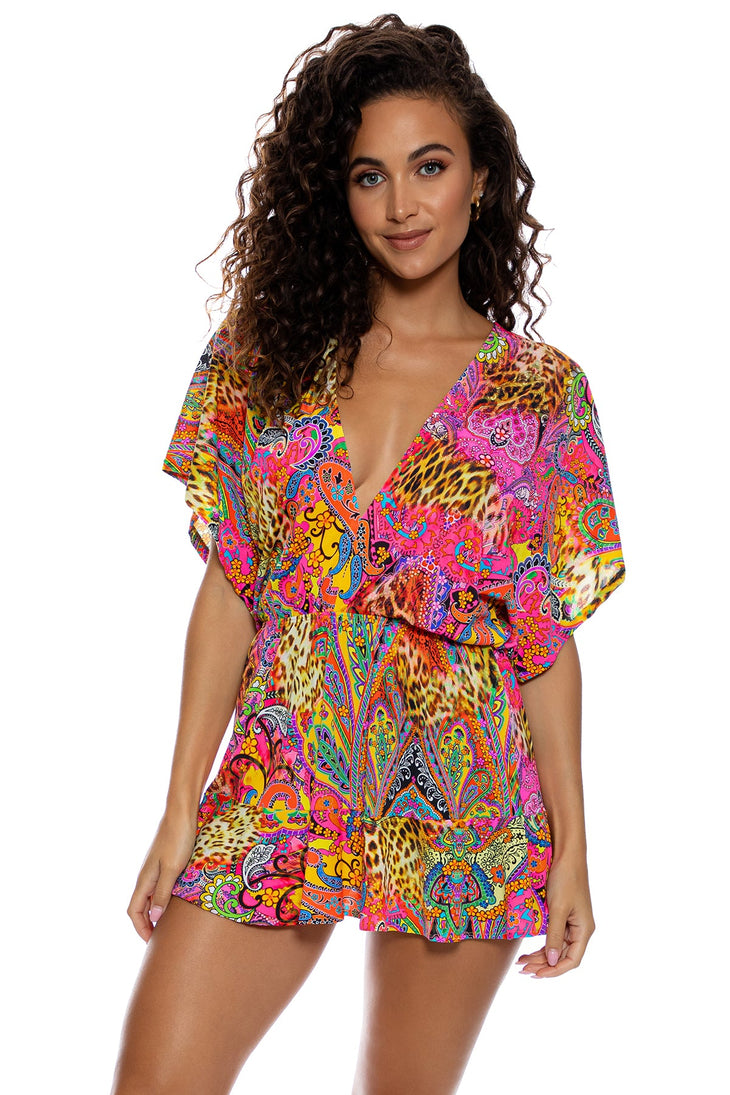 SHORE THING - Playera V Neck Ruffle Dress • Multicolor