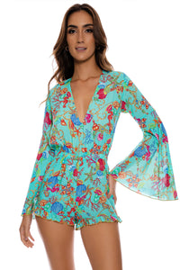 IL MARE - Bell Sleeve Romper • Aqua