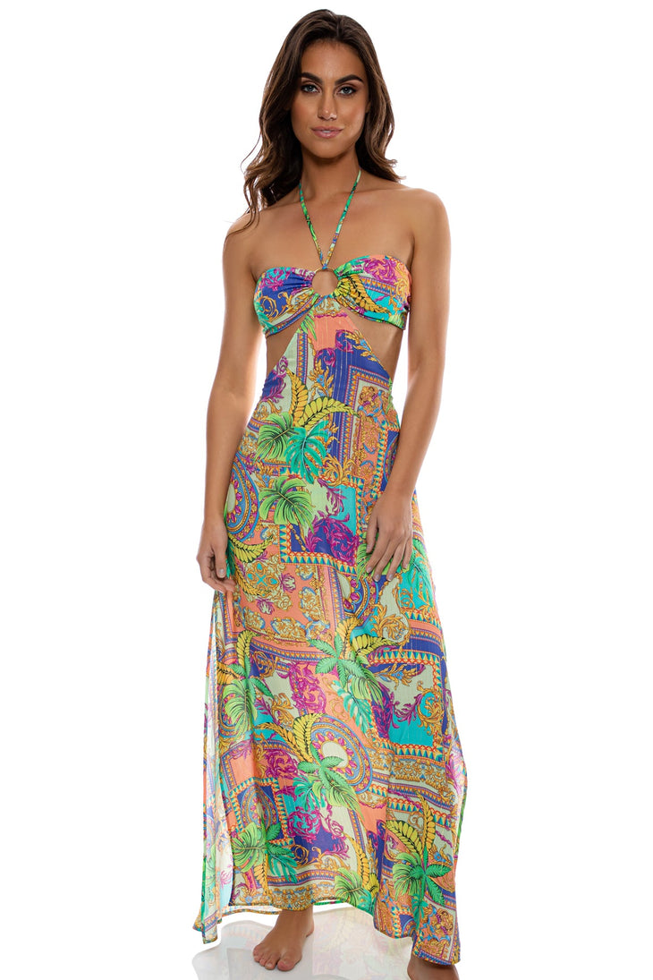 POSITANO - Bandeau Ring Cut Out Dress • Multicolor