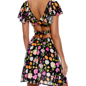 LULI'S SECRET GARDEN - Deep V Cut Out Dress