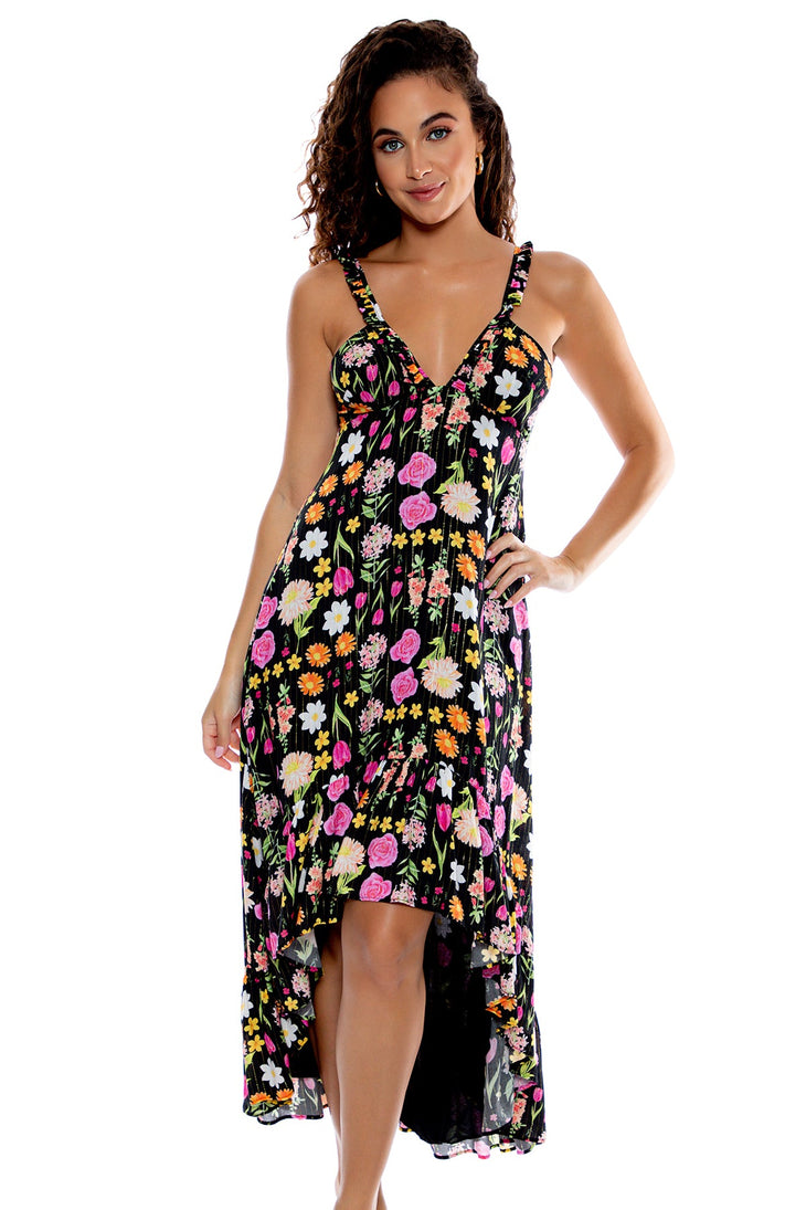 LULI'S SECRET GARDEN - Deep V High Low Dress • Multicolor