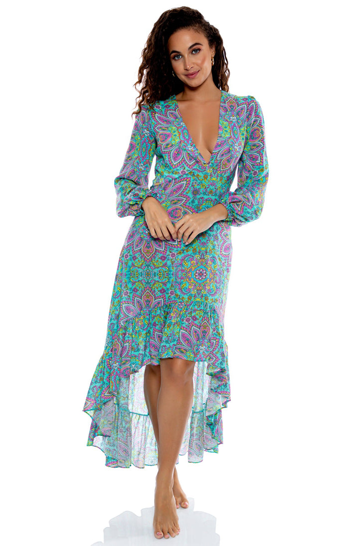 GROOVY LULI - Hi lo Long Sleeve Dress • Multicolor