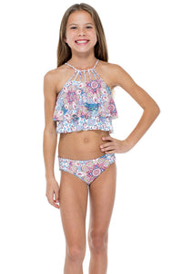 AZUCAR - Tankini Side Tab Ruched Back Bikini • Multicolor